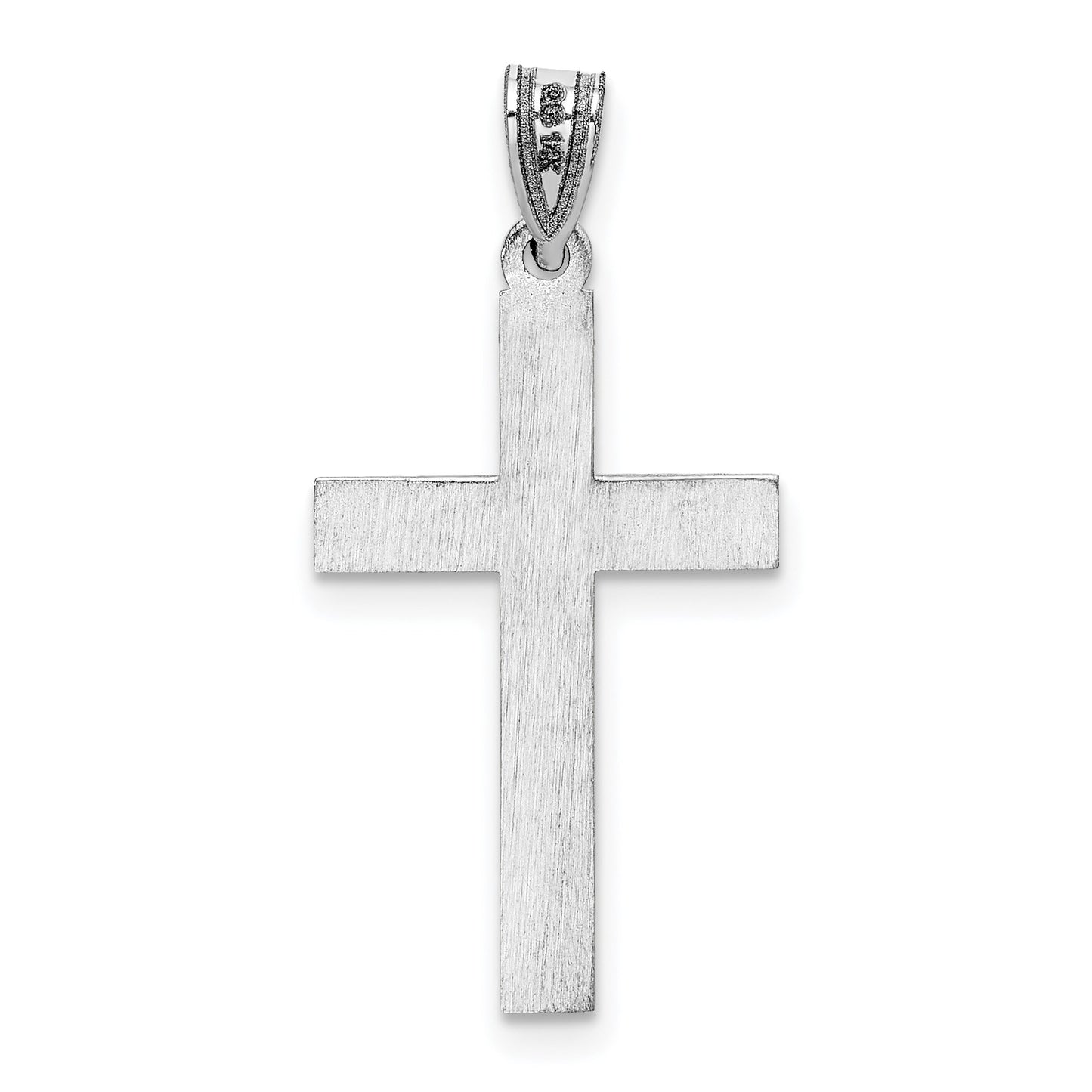 14K White Gold Floral Cross Pendant