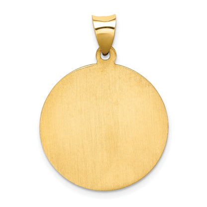 14k Polished and Satin Hollow Saint Jude Thaddeus Medal Round Pendant