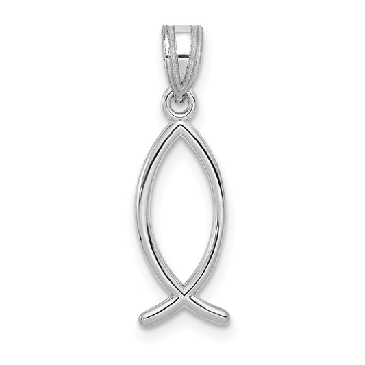 14k White Gold Ichthus Fish Pendant