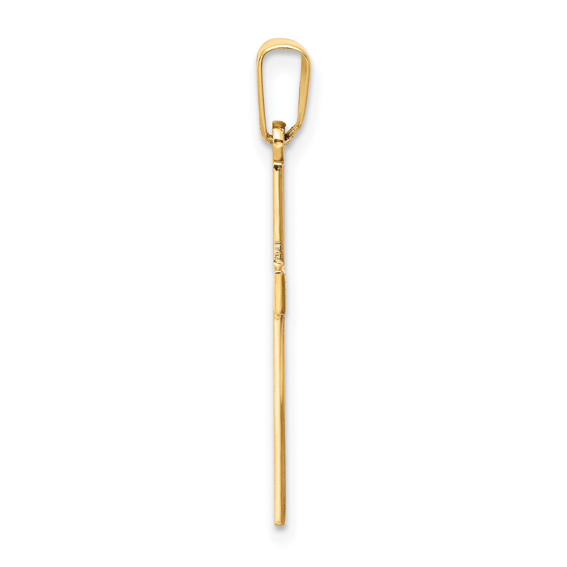 14k Polished Laser Etched Cross Charm