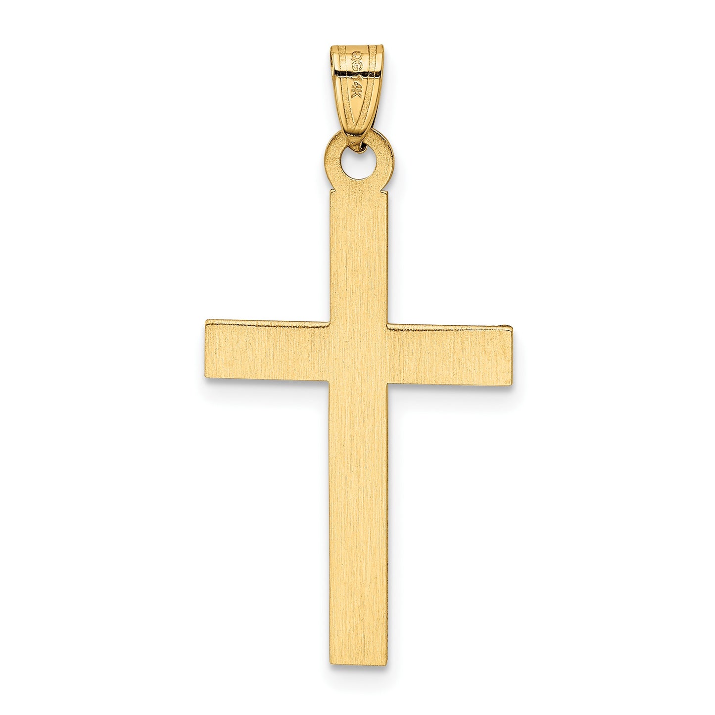 14k Laser Etched Cross Charm