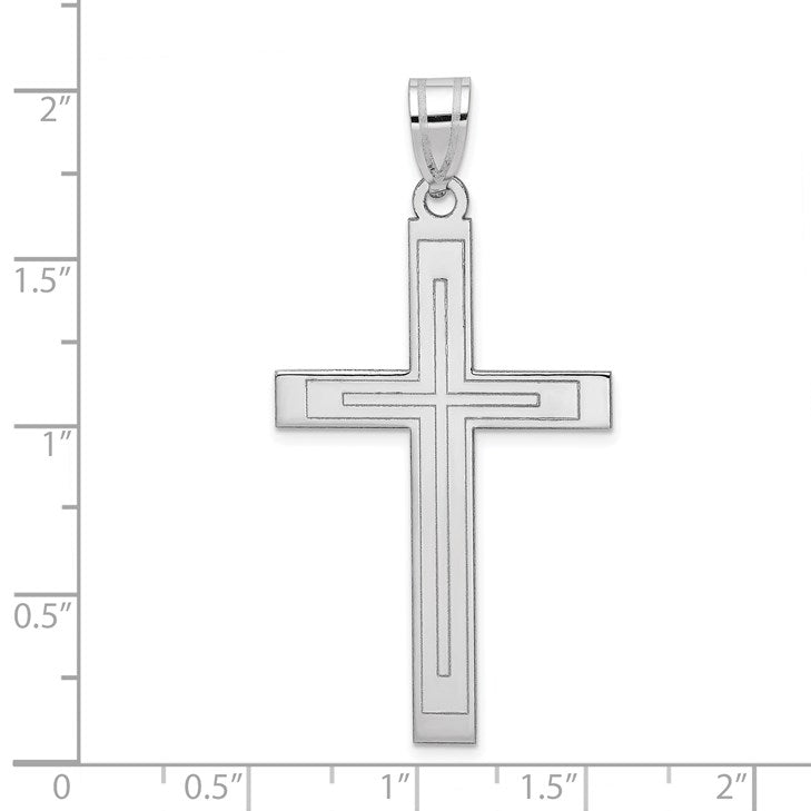14k White Gold Cross Pendant