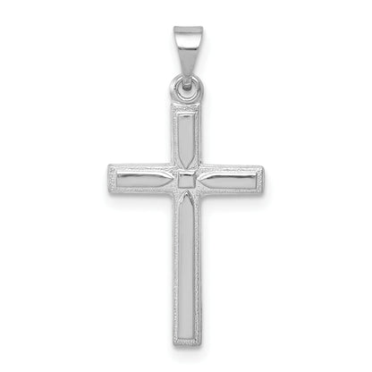 14k White Gold Hollow Cross Pendant