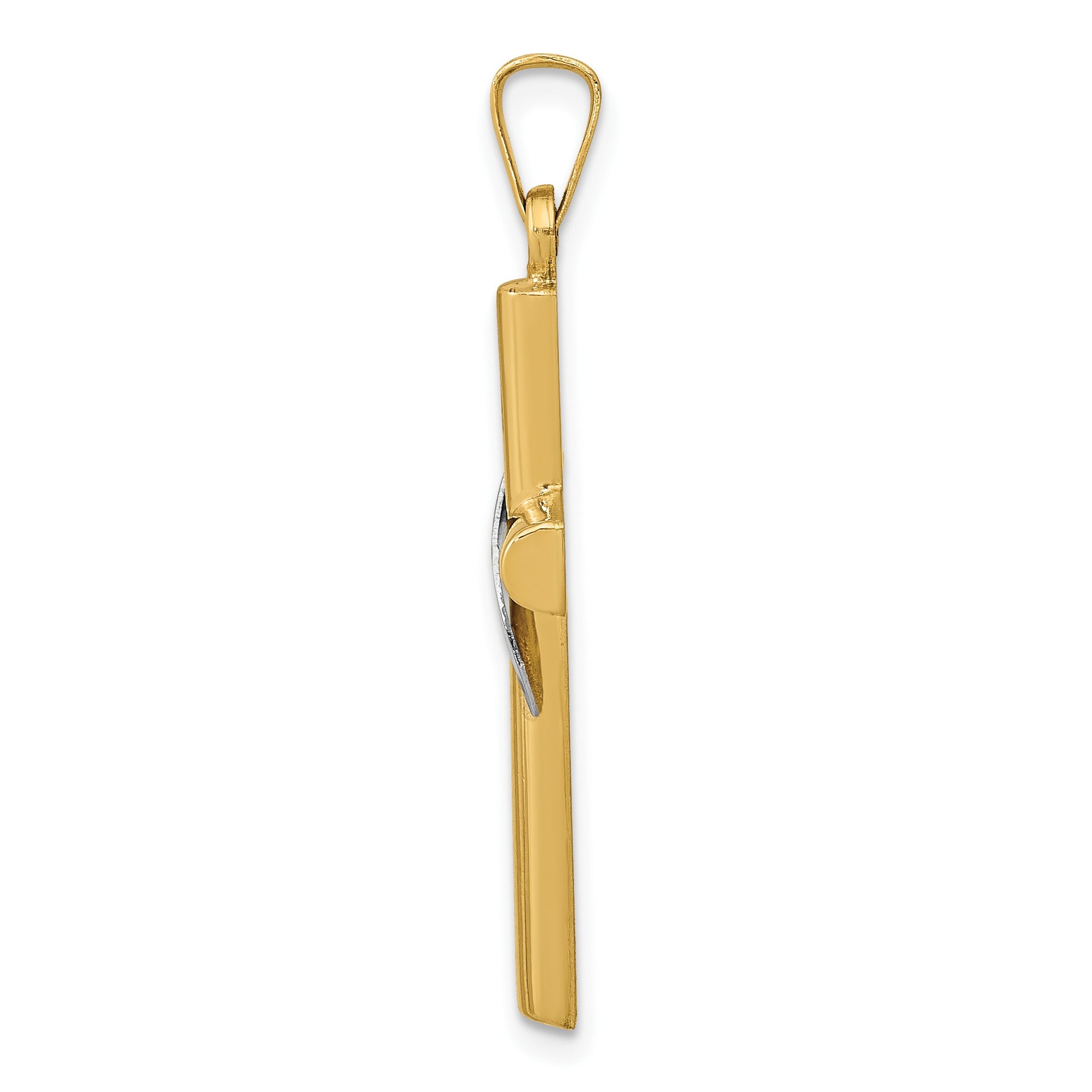 14K Two-Tone Hollow Cross with Drape Charm