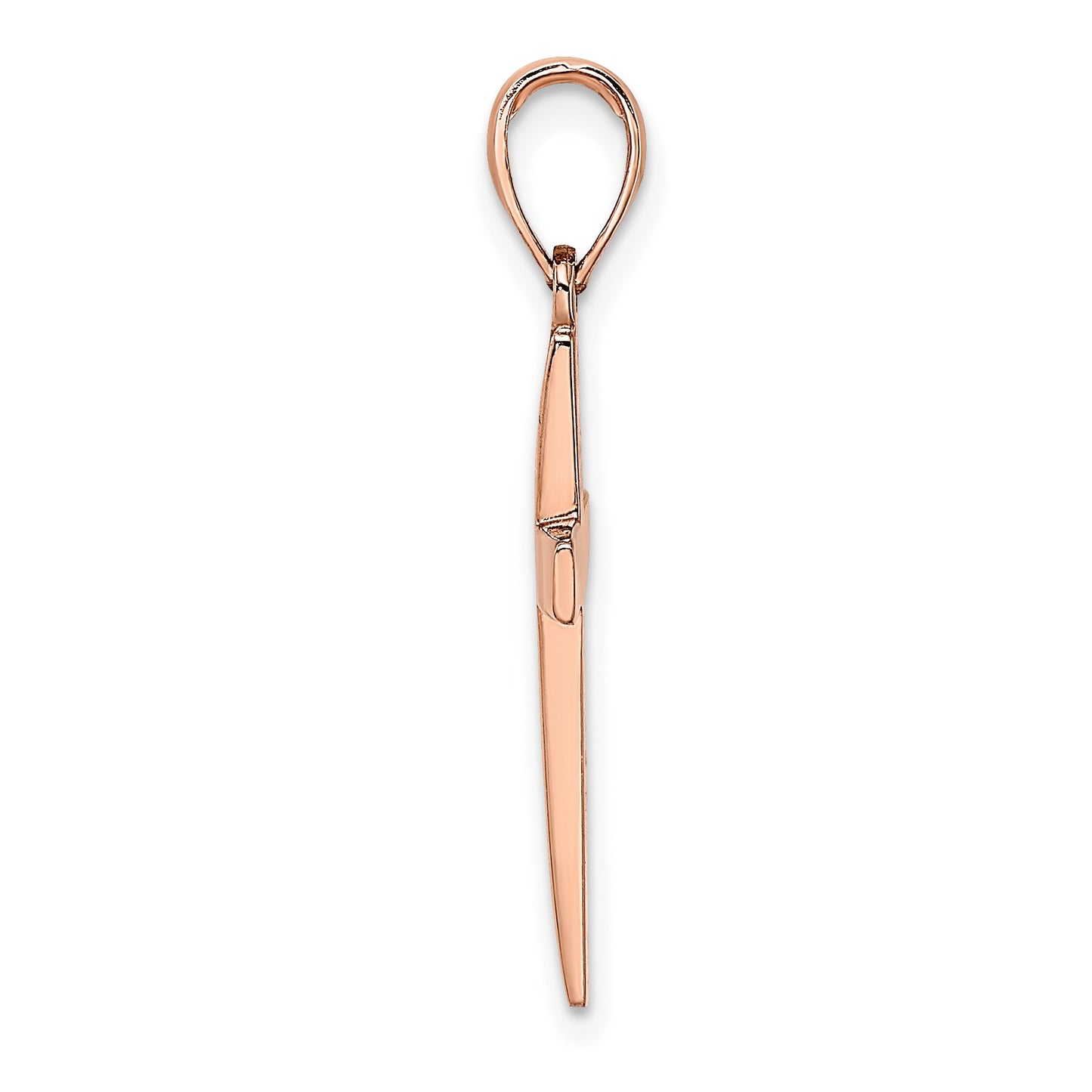 14K Rose Gold Polished Beveled Cross Charm