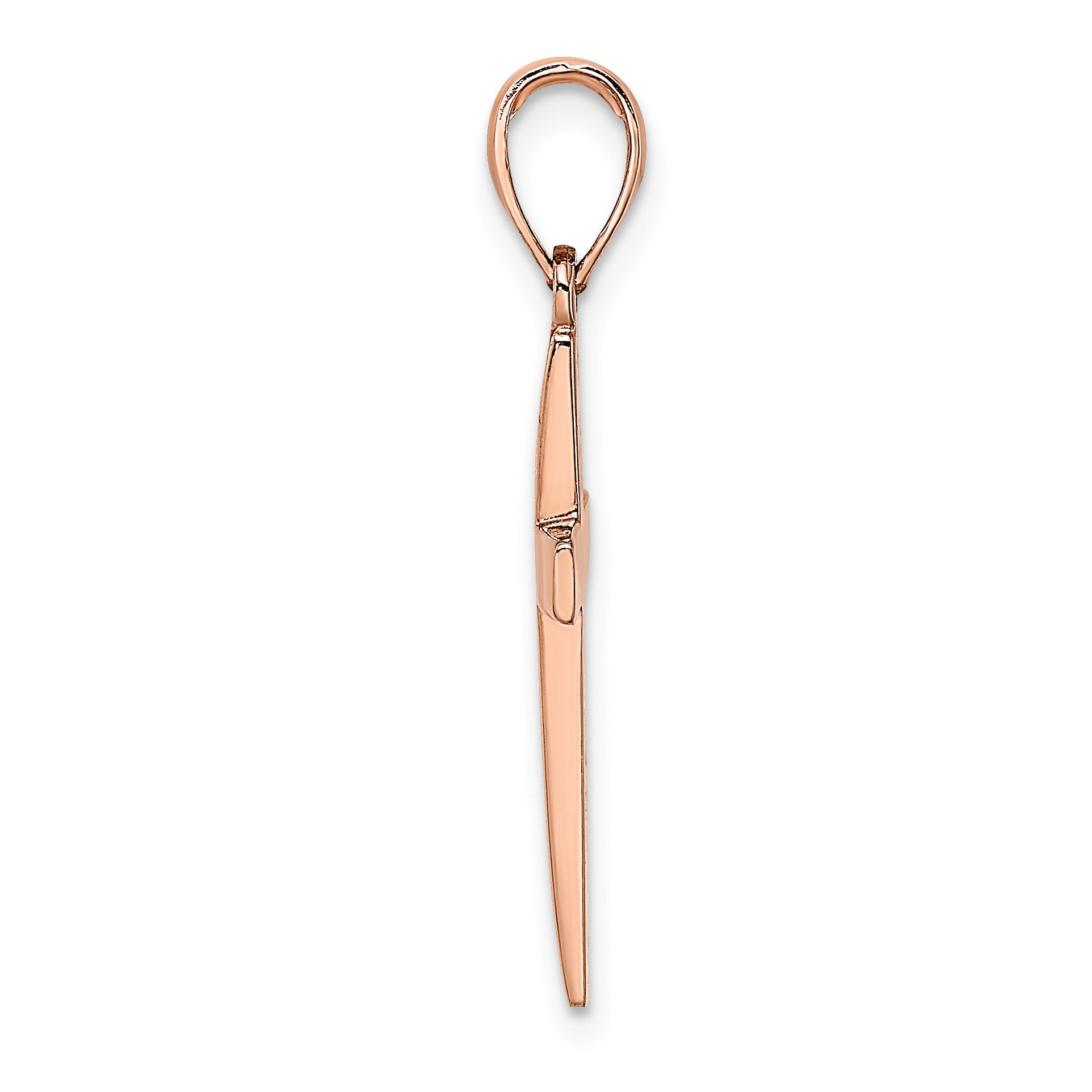 14K Rose Gold Polished Beveled Cross Charm