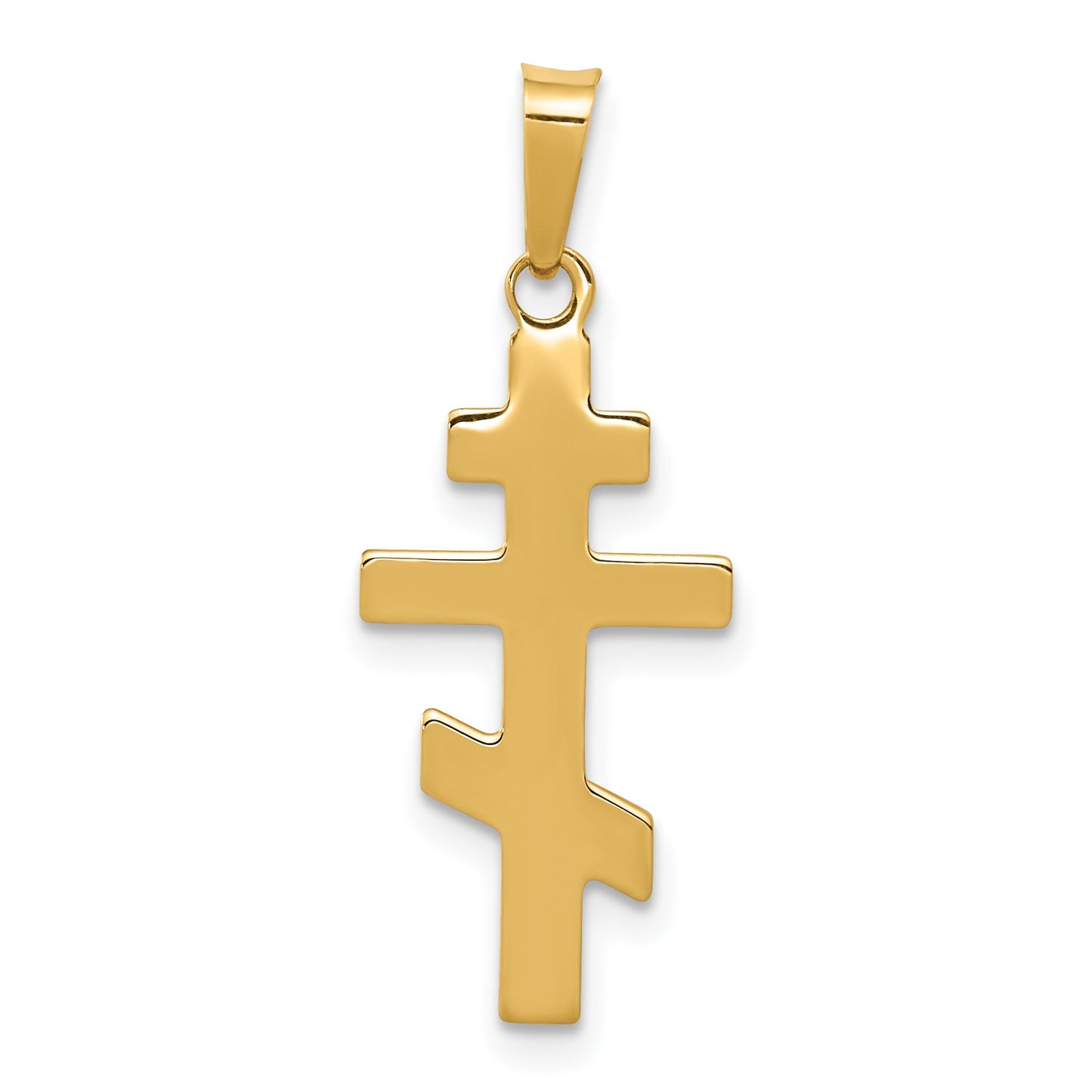 14k Polished Eastern Orthodox Cross Charm