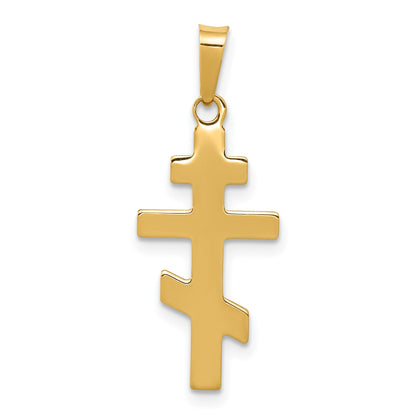 14k Polished Eastern Orthodox Cross Charm
