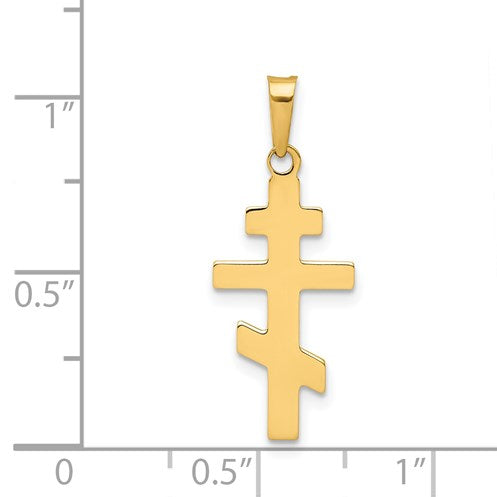 14k Polished Eastern Orthodox Cross Charm