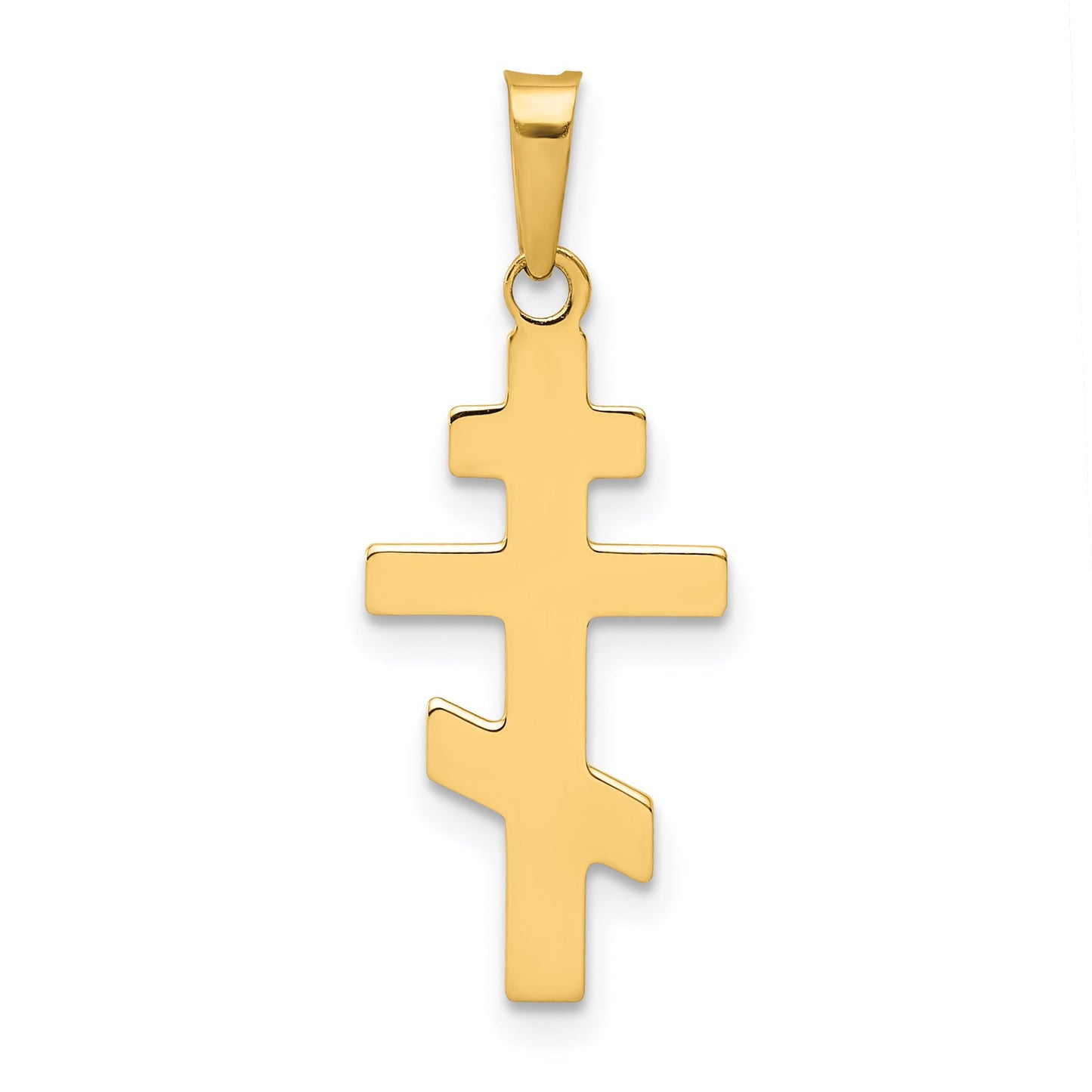 14k Polished Eastern Orthodox Cross Charm