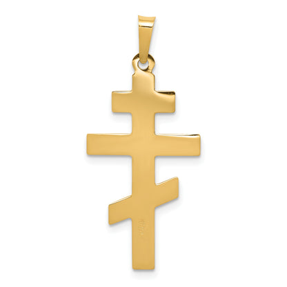 14k Polished Eastern Orthodox Cross Charm