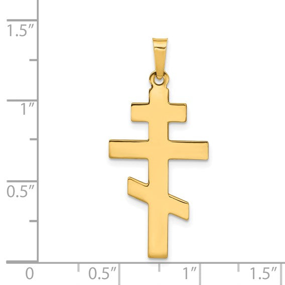 14k Polished Eastern Orthodox Cross Charm