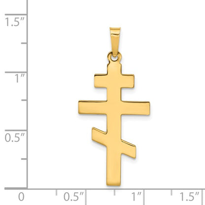 14k Polished Eastern Orthodox Cross Charm