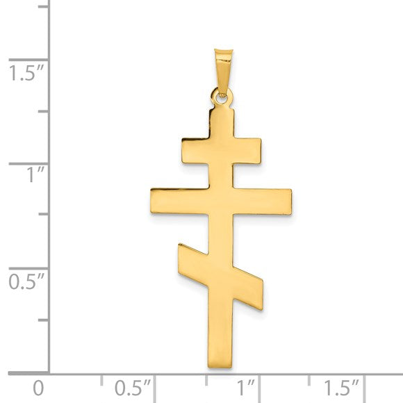 14k Polished Eastern Orthodox Cross Pendant