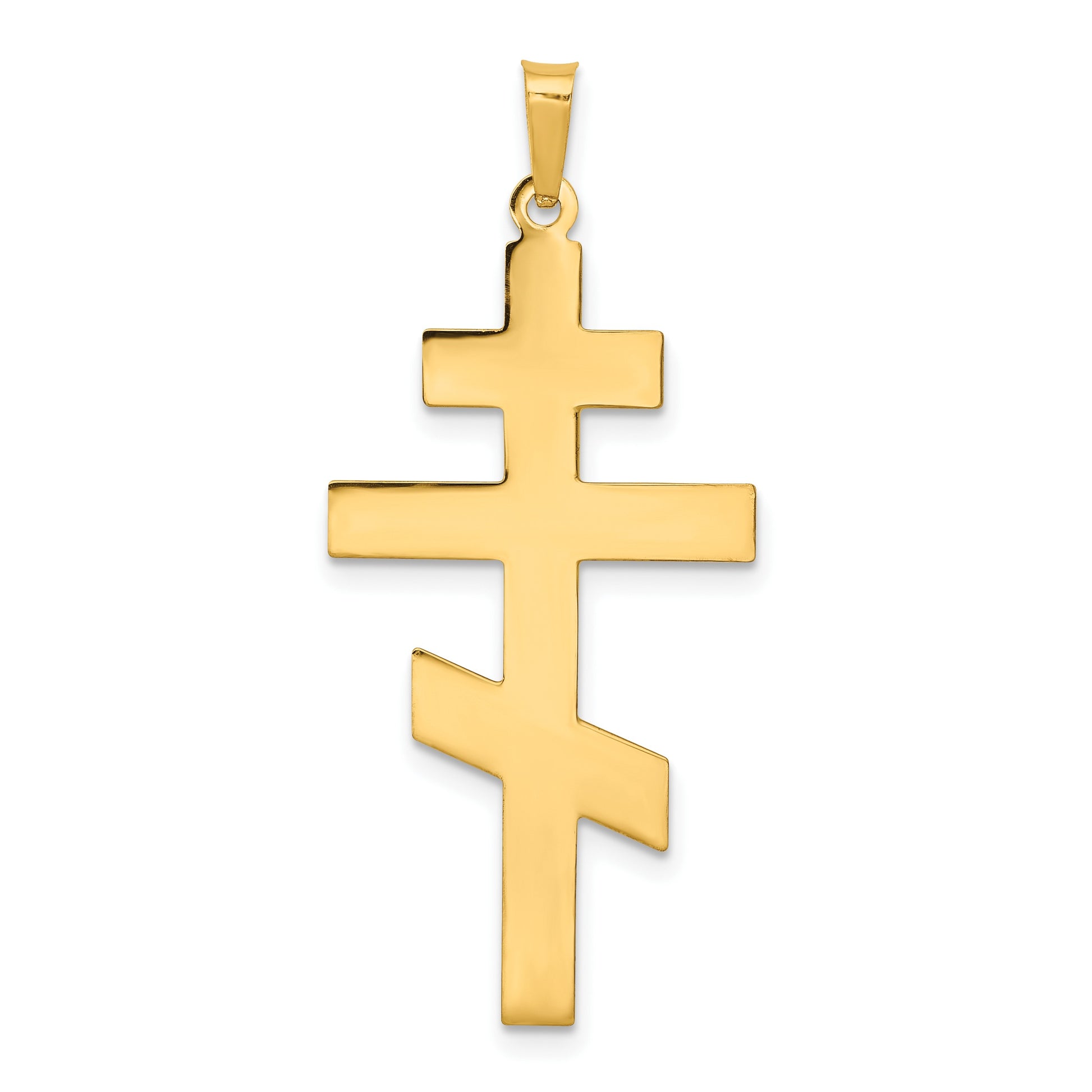 14k Polished Eastern Orthodox Cross Pendant