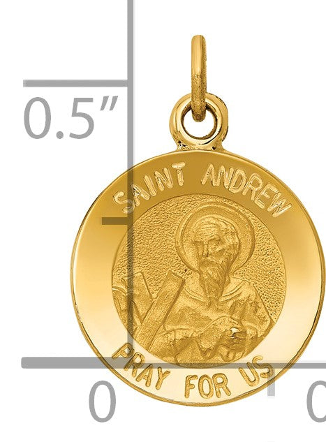 14k Polished and Satin Solid Saint Andrew Medal Charm