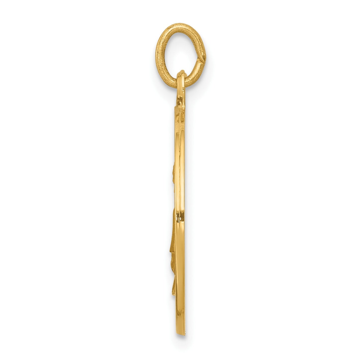 14k Polished and Satin Solid Saint Elizabeth Seton Medal Round Pendant