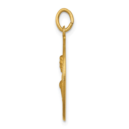 14k Polished and Satin Solid Saint John Medal Round Pendant