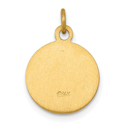 14k Polished and Satin Solid Saint Gerard Medal Round Charm