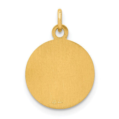 14k Polished and Satin Solid Saint Matthew Medal Round Charm
