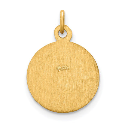 14k Polished and Satin Solid Saint Peter Medal Round Charm