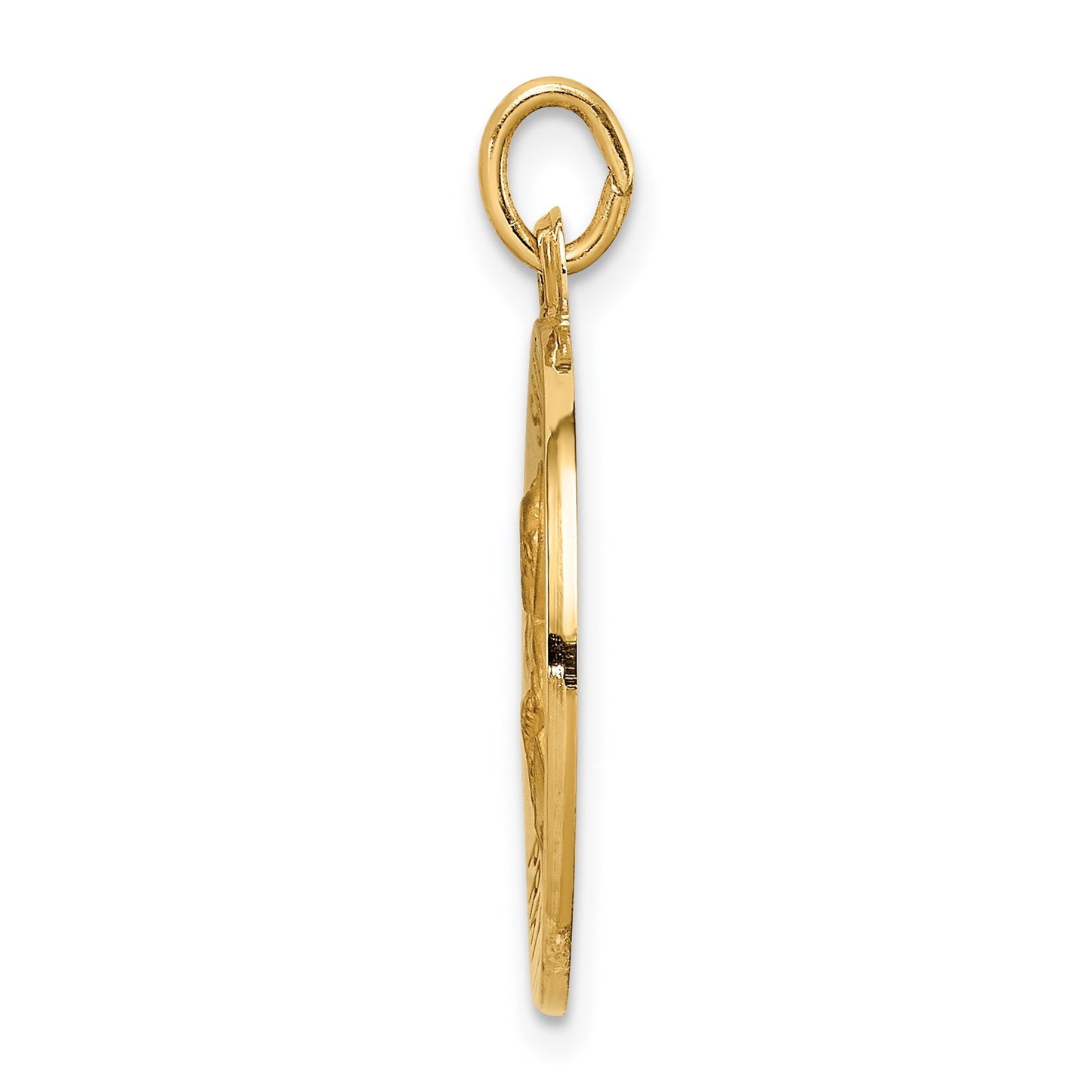 14k Polished and Satin Solid Saint Peter Medal Round Pendant