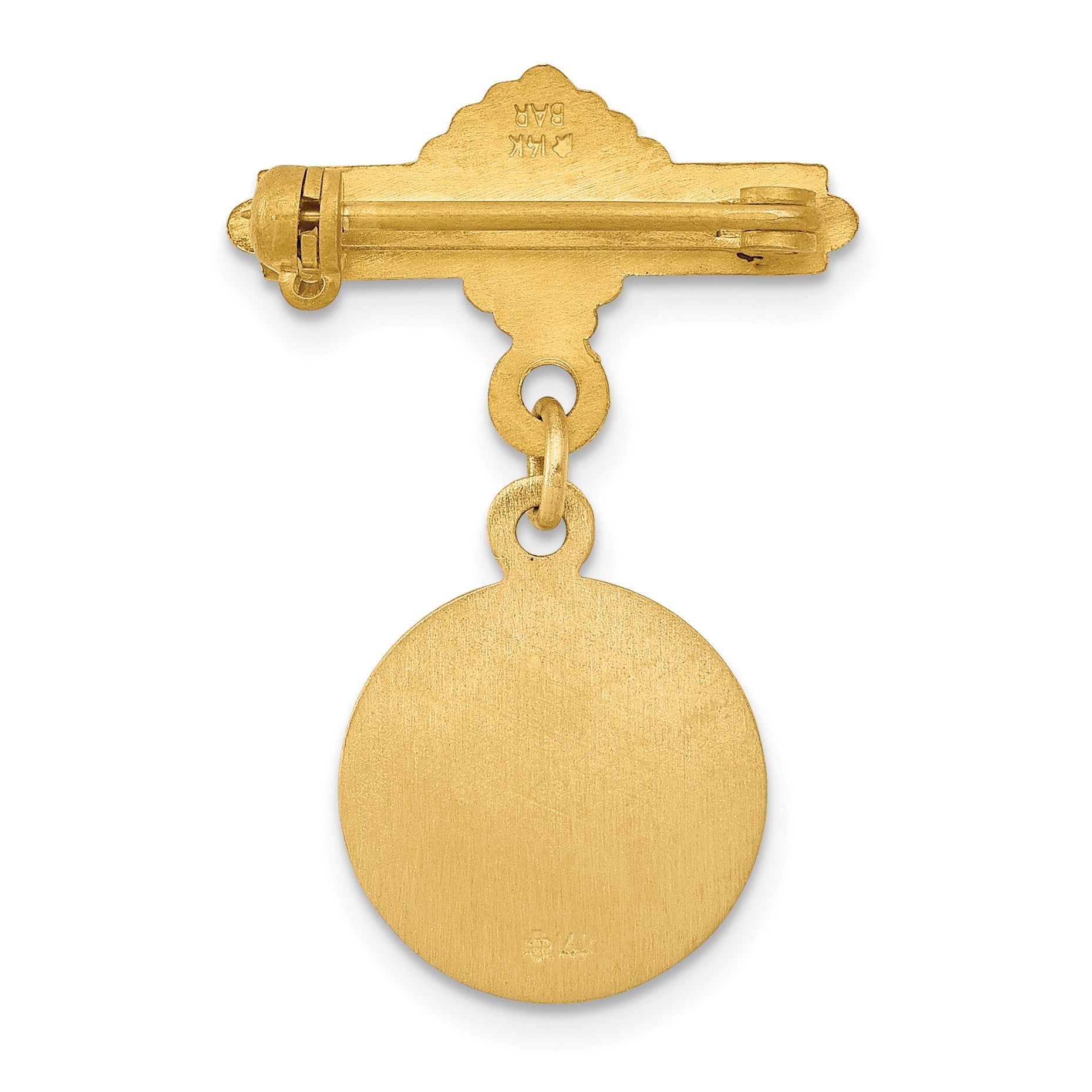 14k Polished and Satin Saint John the Baptist Medal Pin