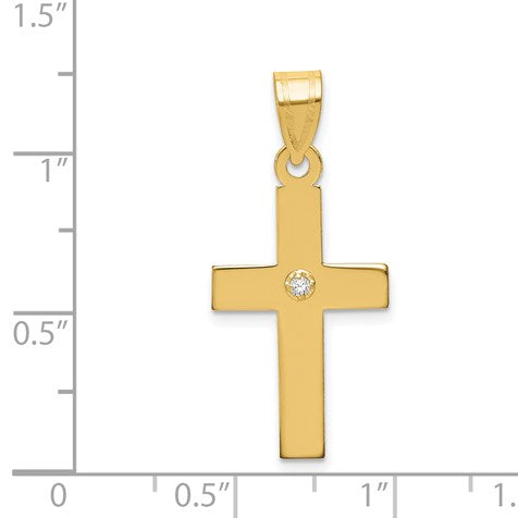 14k Polished .02 carat Diamond Cross Pendant