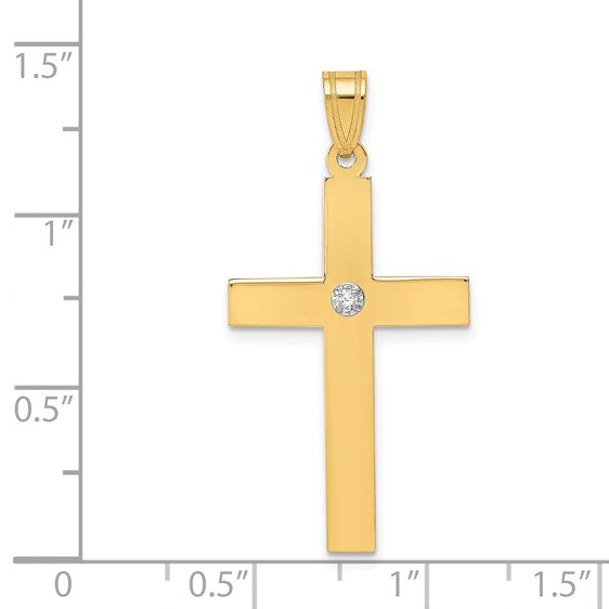 14k Polished .02 carat Diamond Cross Pendant