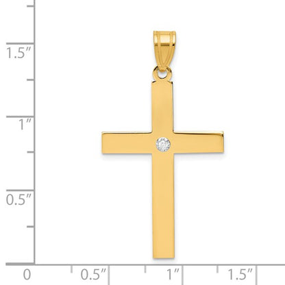 14k Polished .02 carat Diamond Cross Pendant