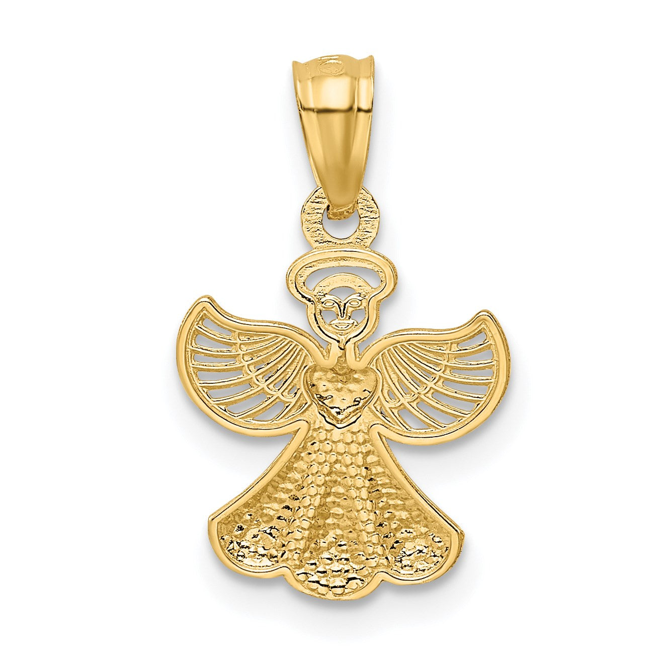 14k Polished Angel with Heart Pendant