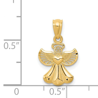 14k Polished Angel with Heart Pendant
