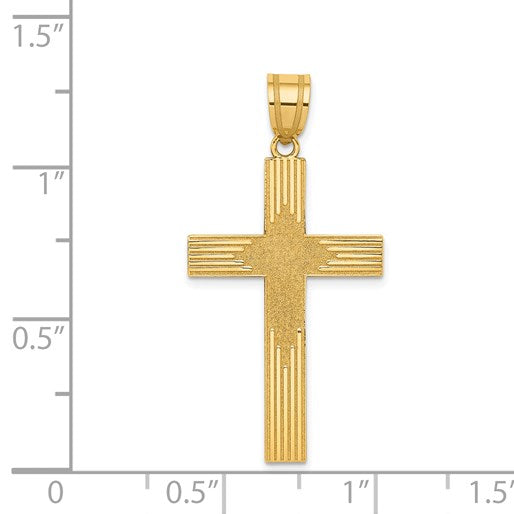 14K Laser Designed Cross Pendant