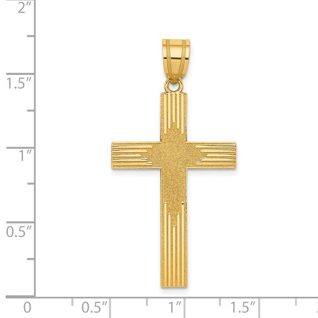 14K Laser Designed Cross Pendant