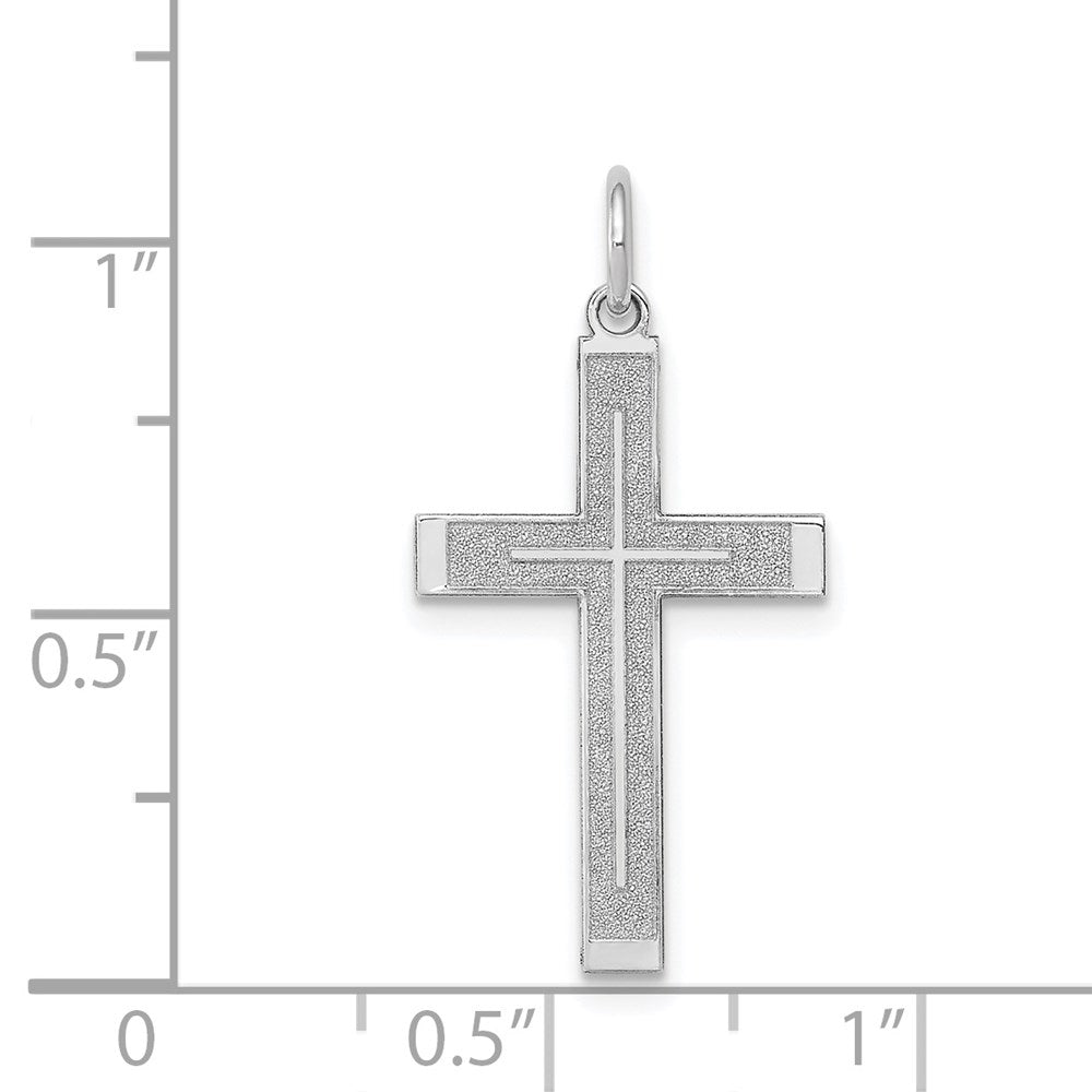 14K White Gold Laser Designed Cross Pendant