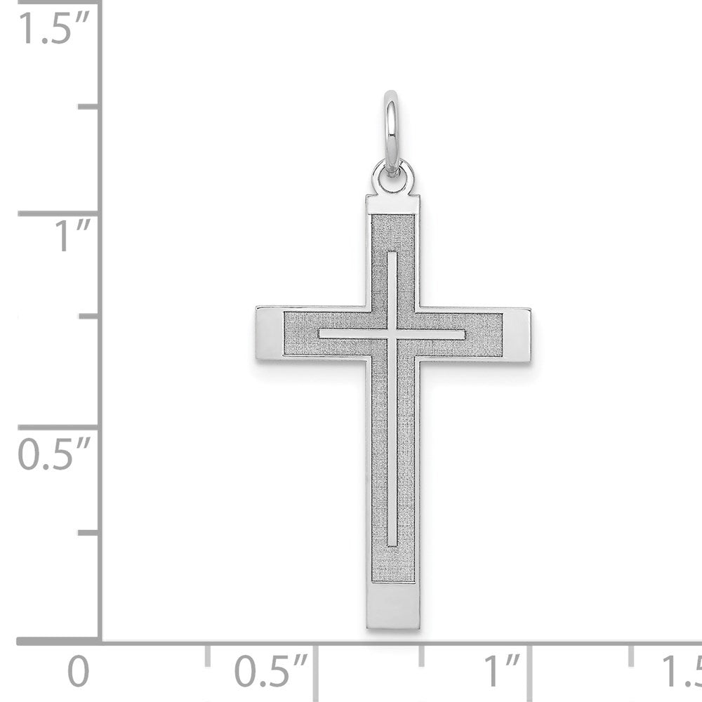 14K White Gold Laser Designed Cross Pendant