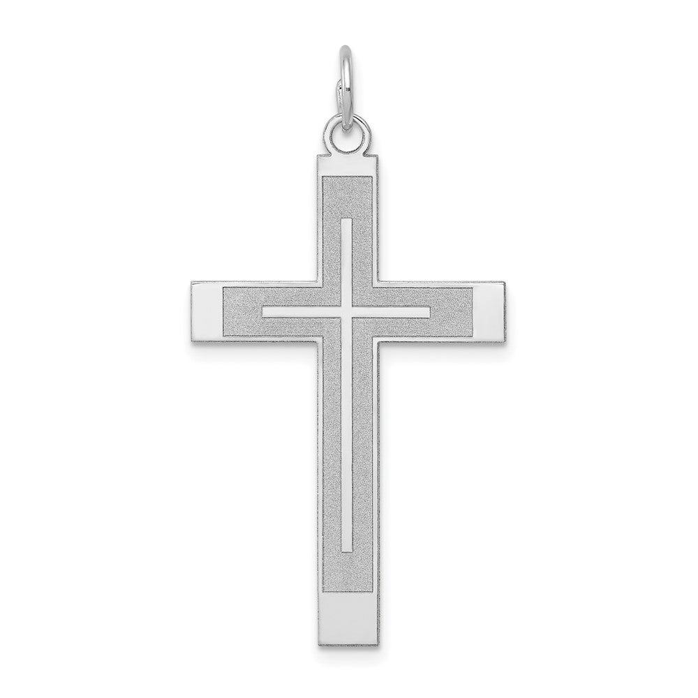 14K White Gold Laser Designed Cross Pendant