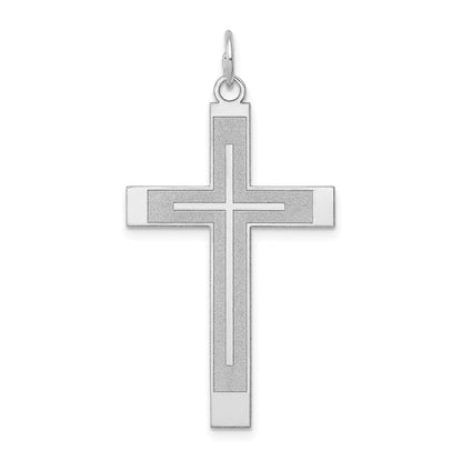 14K White Gold Laser Designed Cross Pendant