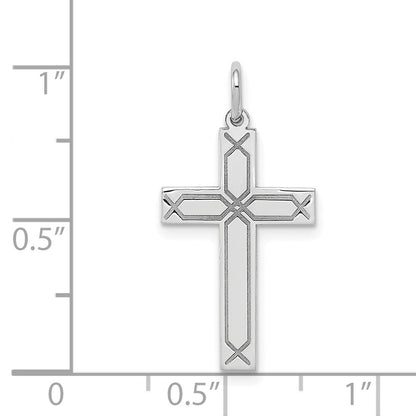 14K White Gold Laser Designed Cross Charm