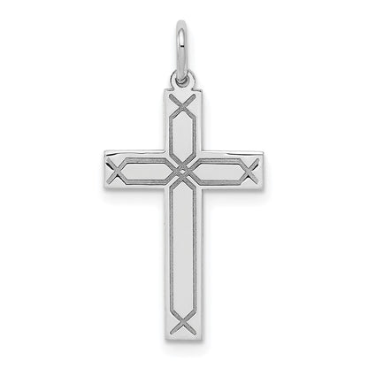 14K White Gold Laser Designed Cross Charm