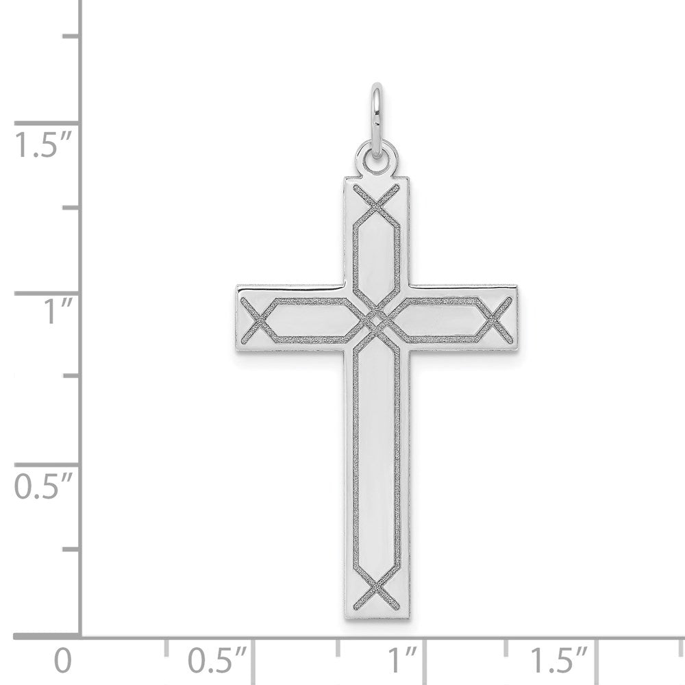 14K White Gold Laser Designed Cross Pendant