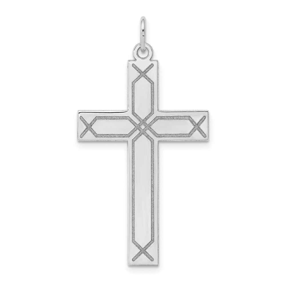 14K White Gold Laser Designed Cross Pendant