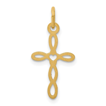 14K Loop with Center Heart Cross Charm