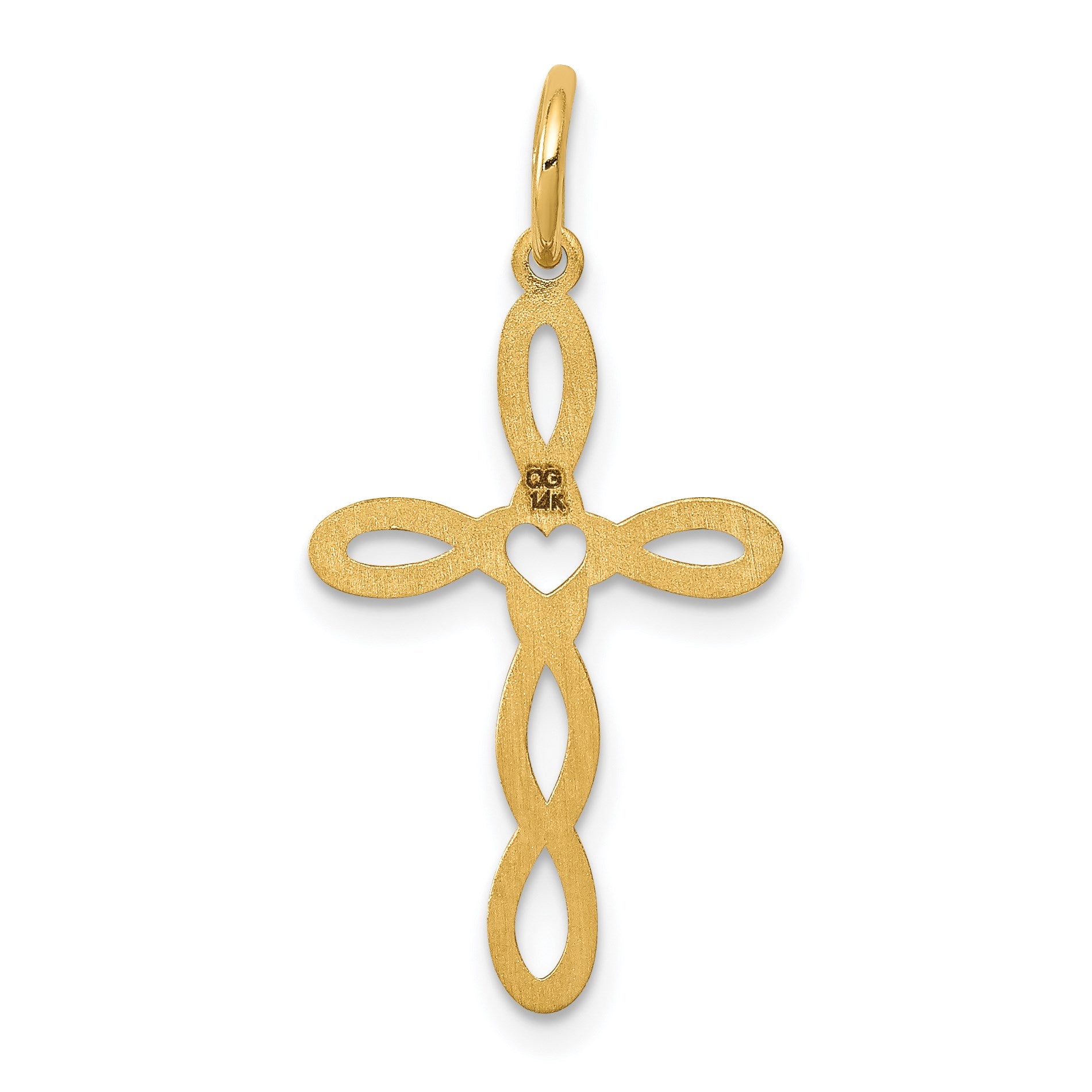 14K Loop with Center Heart Cross Pendant
