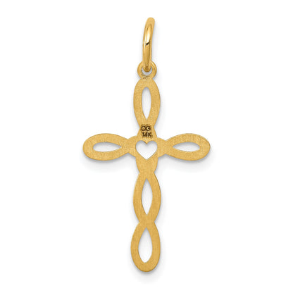 14K Loop with Center Heart Cross Pendant