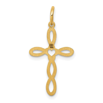 14K Loop w/Center Heart Cross Pendant