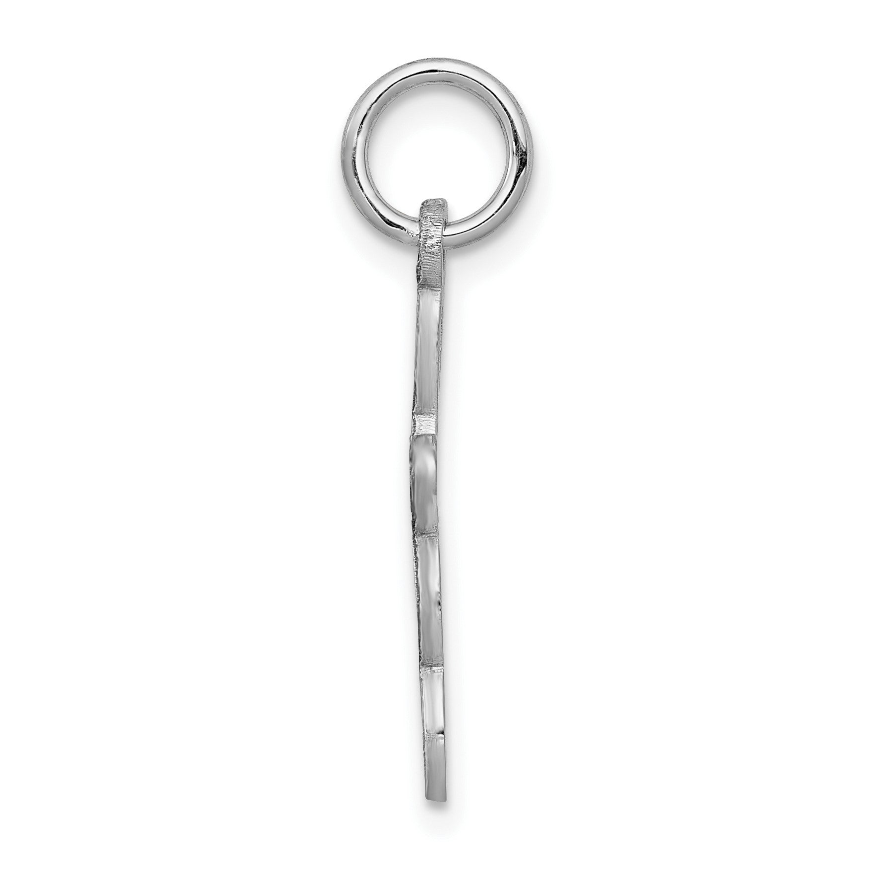 14K White Gold Loop with Center Heart Cross Charm