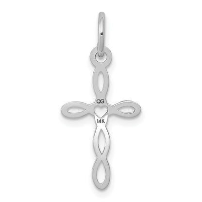 14K White Gold Loop with Center Heart Cross Charm