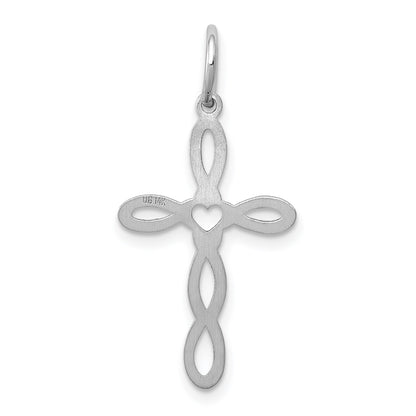 14K White Gold Loop with Center Heart Cross Charm