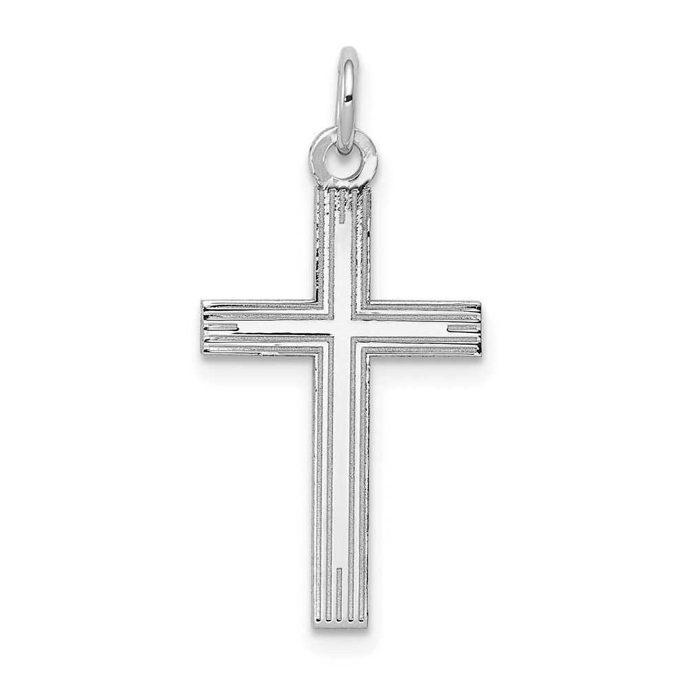 14K White Gold Laser Designed Cross Pendant